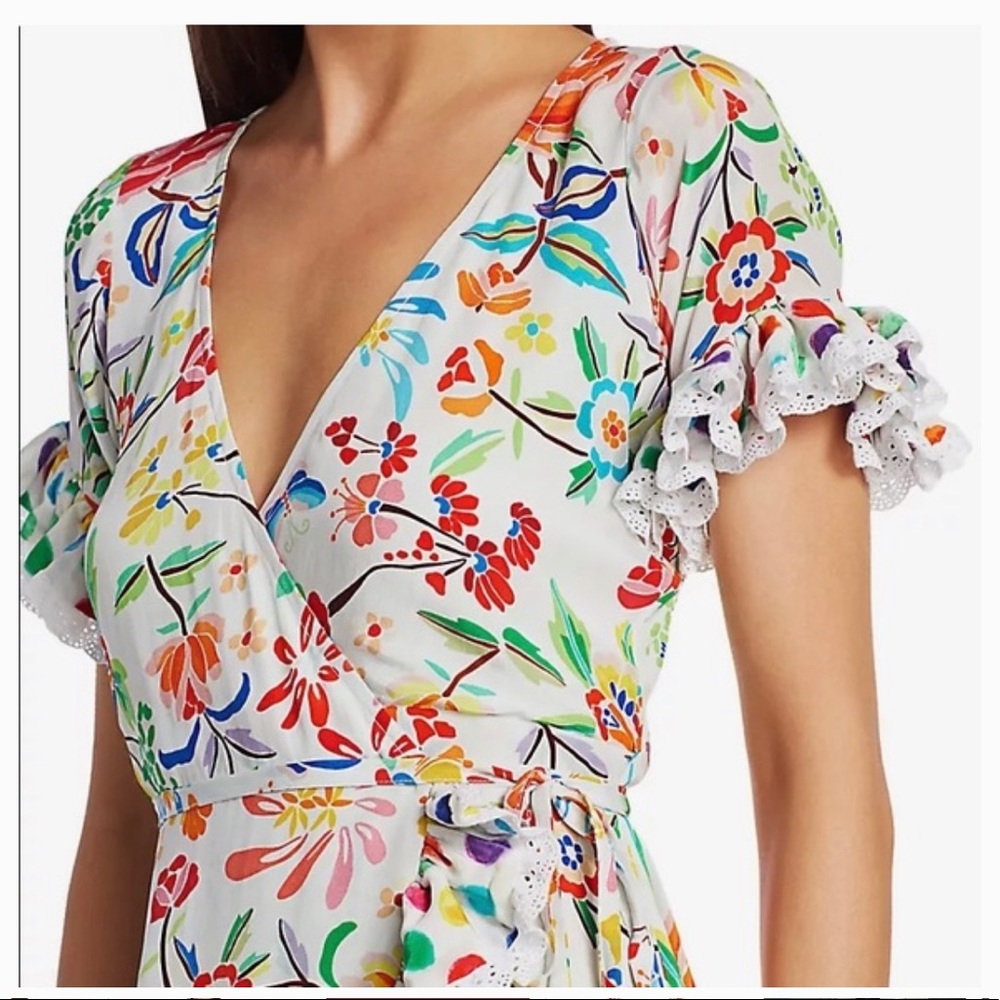 All Things Mochi Valeria Floral Silk Wrap Dress size XS - Picture 10 of 13